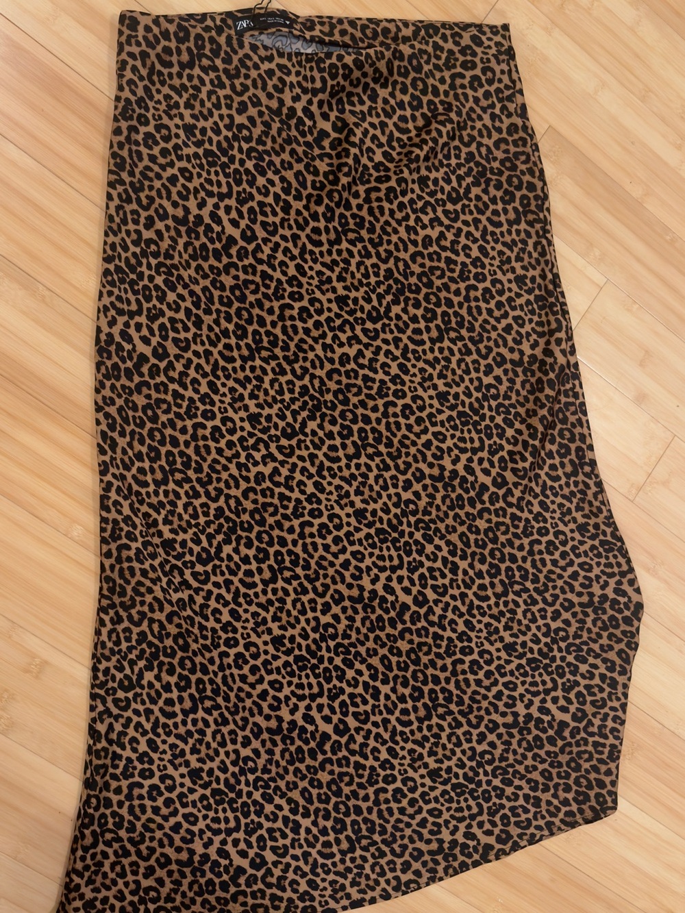 Zara satin Leopard Print Skirt in Brown and Black